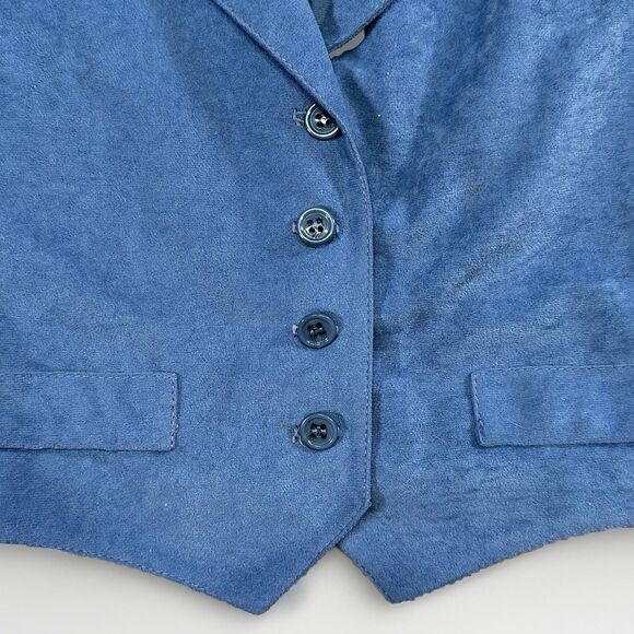 Vintage LF Petite Leslie Fay Blue Button Front Vest Women’s Size 10P Made in USA - Picture 3 of 8
